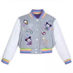 Official Disney Parks Mickey Minnie Cutie Varsity Patch Jacket size 7/8 Girls